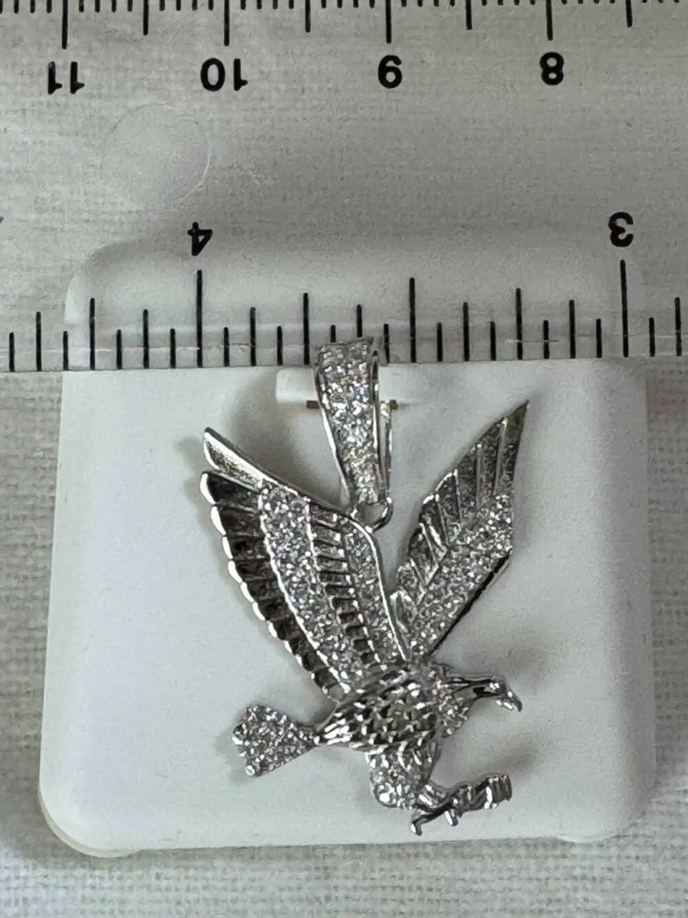 Eagle Pendant Diamond Cut 925 Sterling Silver 1.00 CTW Moissanite 7.6mm Bale